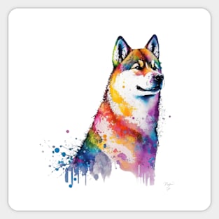 Akita Dog In Watercolor & Pen Sticker